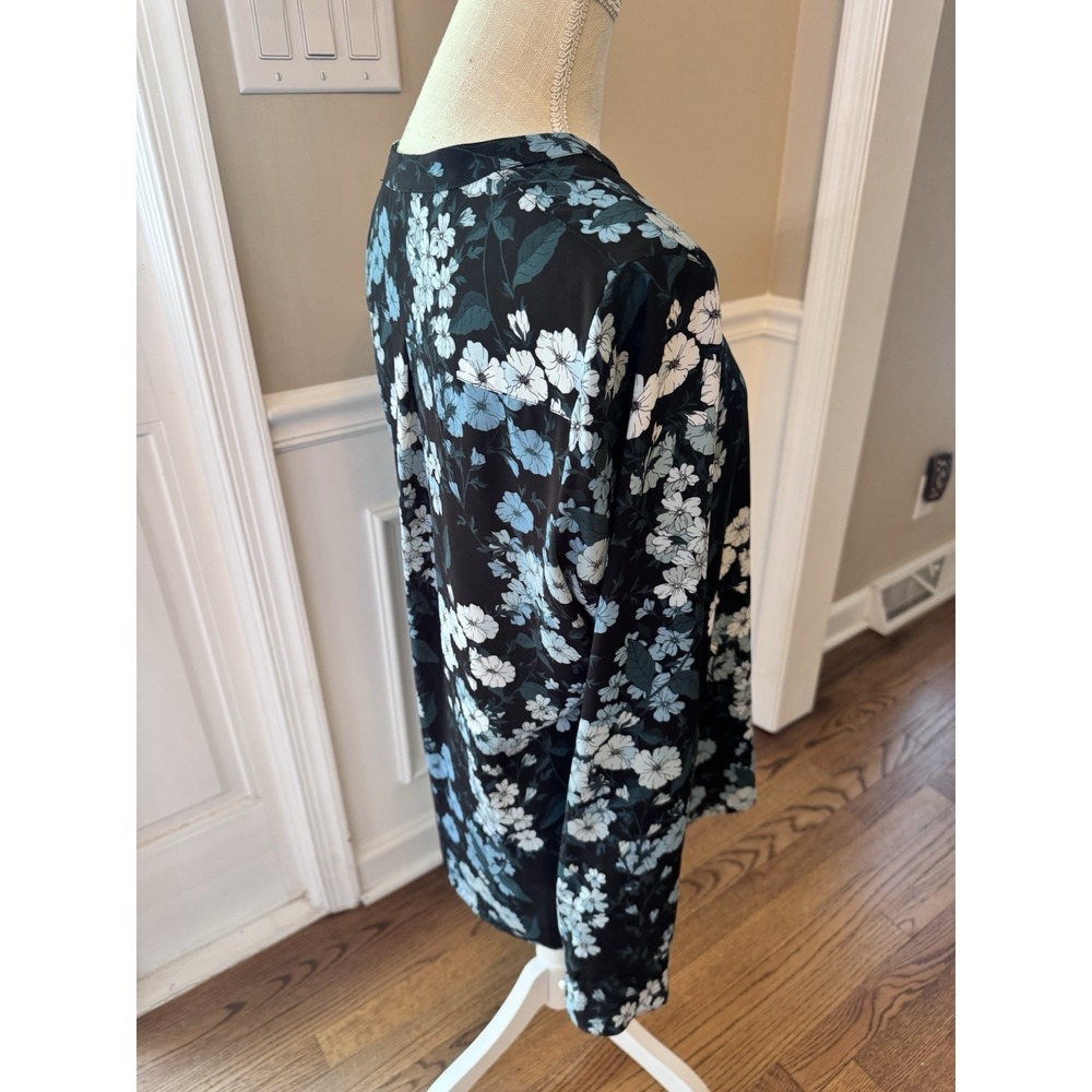 Karl Lagerfeld Floral Print Blouse Shirt Tunic Top Size Large - Picture 6 of 15